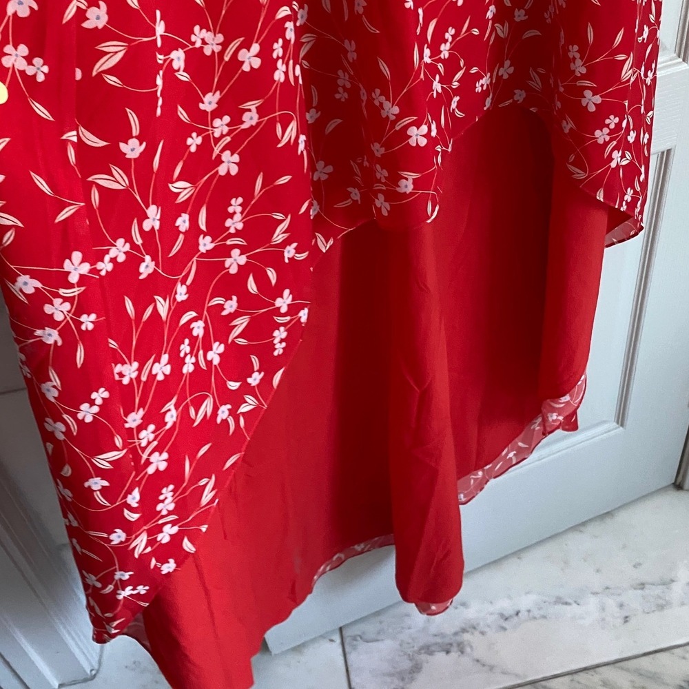 Alexia Admor Bailey Sweetheart Sleeveless Floral High-Low Maxi Dress Red Size 10 - Picture 11 of 12
